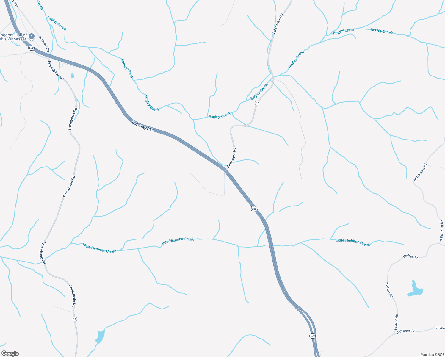 map of restaurants, bars, coffee shops, grocery stores, and more near 104 Gibson Hill Road in Cusseta