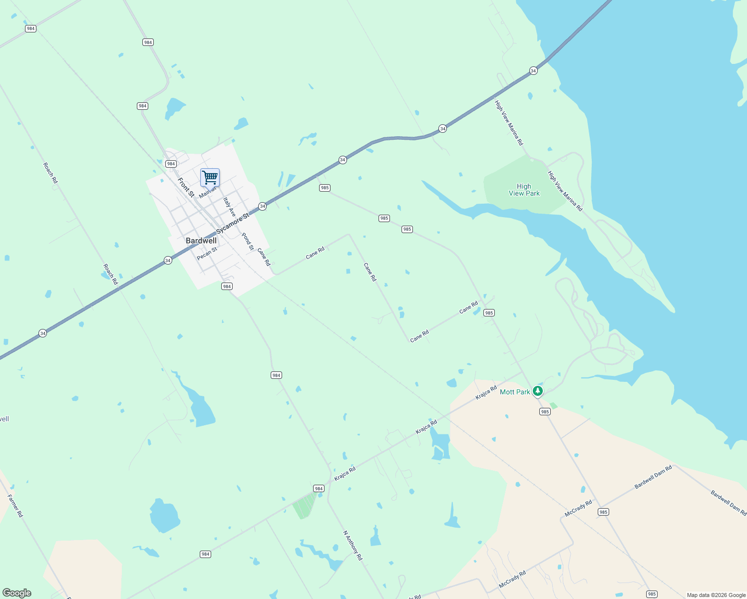 map of restaurants, bars, coffee shops, grocery stores, and more near 582 Cane Road in Ennis
