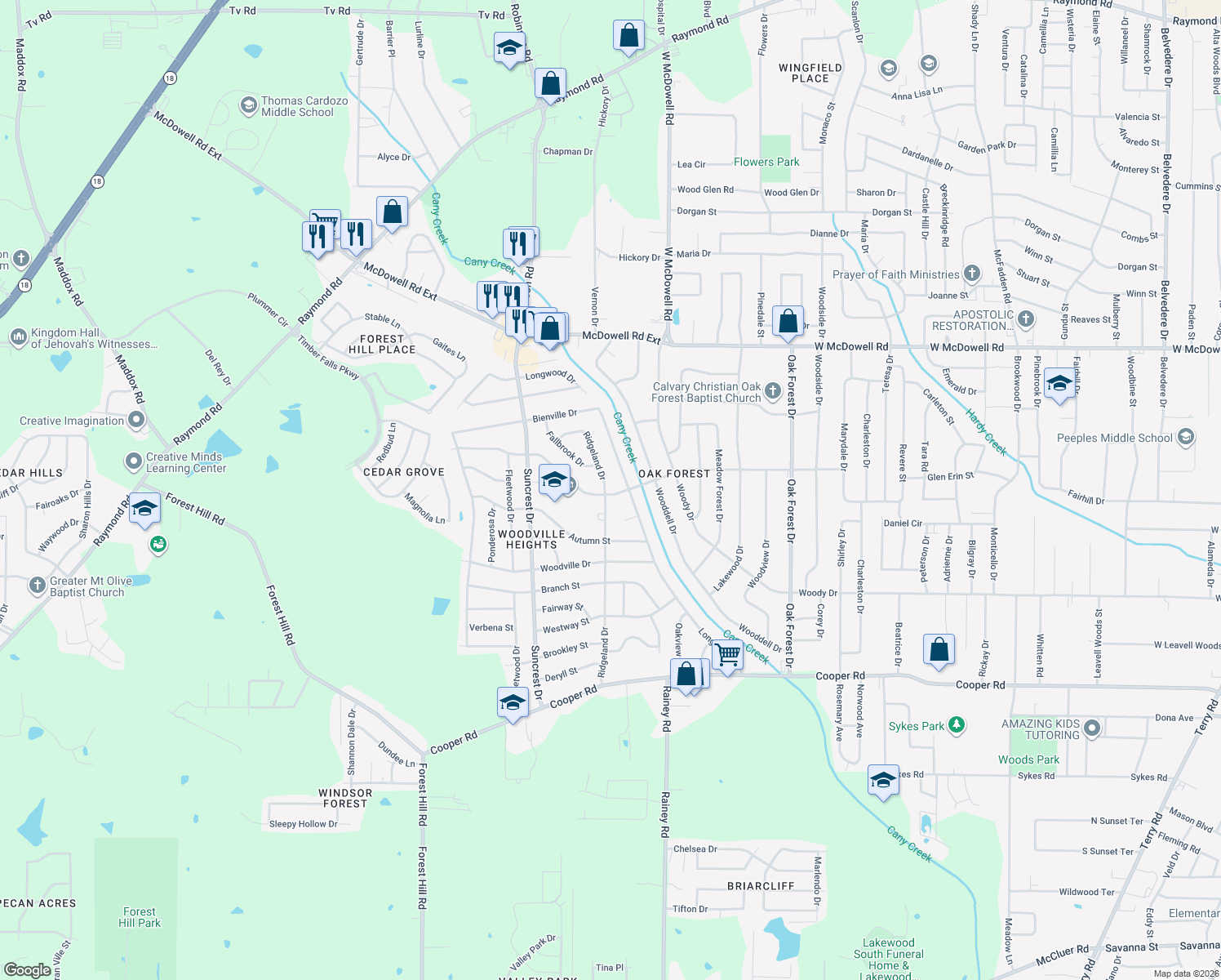 map of restaurants, bars, coffee shops, grocery stores, and more near 1756 Smallwood Street in Jackson