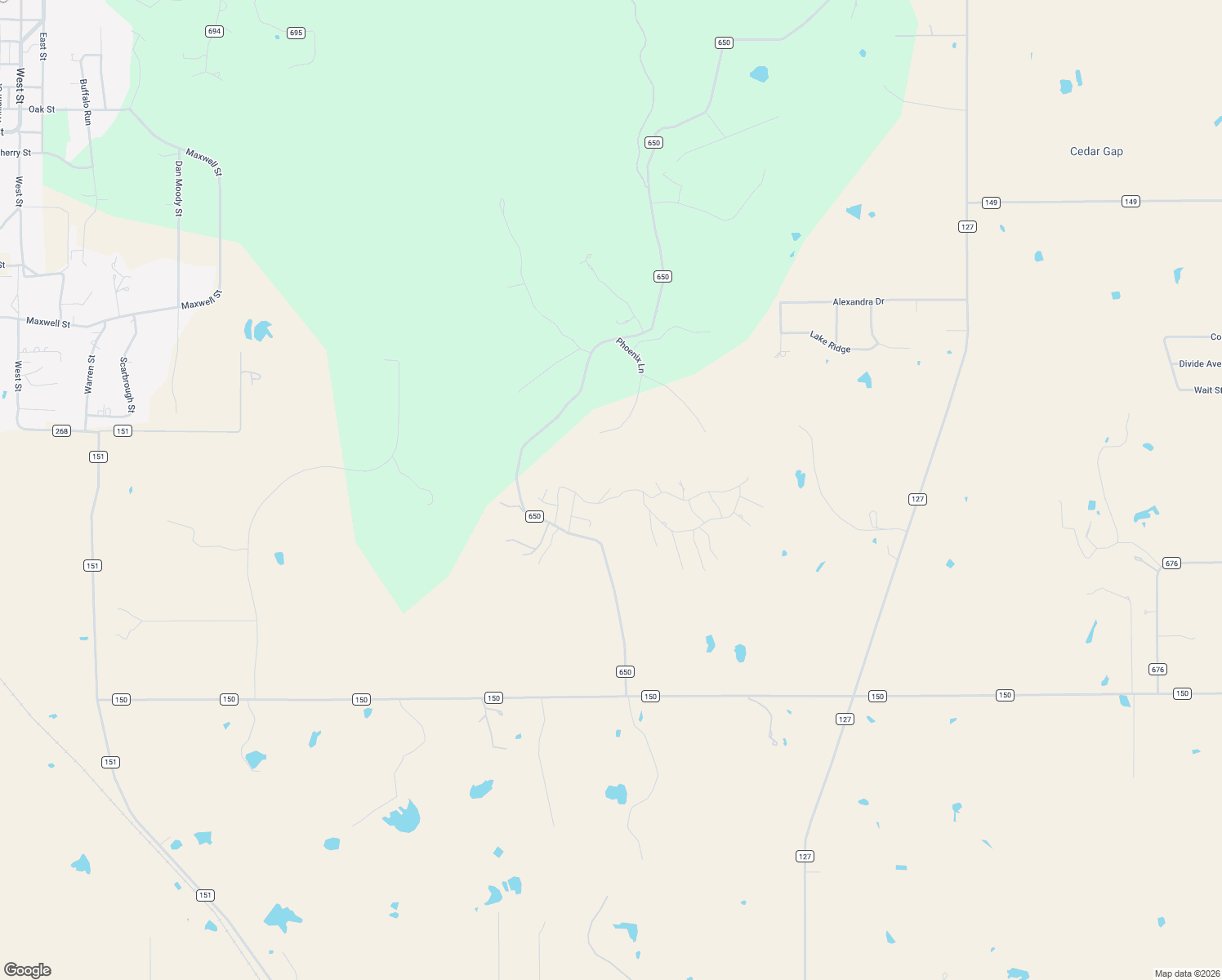 map of restaurants, bars, coffee shops, grocery stores, and more near 226 Cedar Creek Ranch Trail in Tuscola