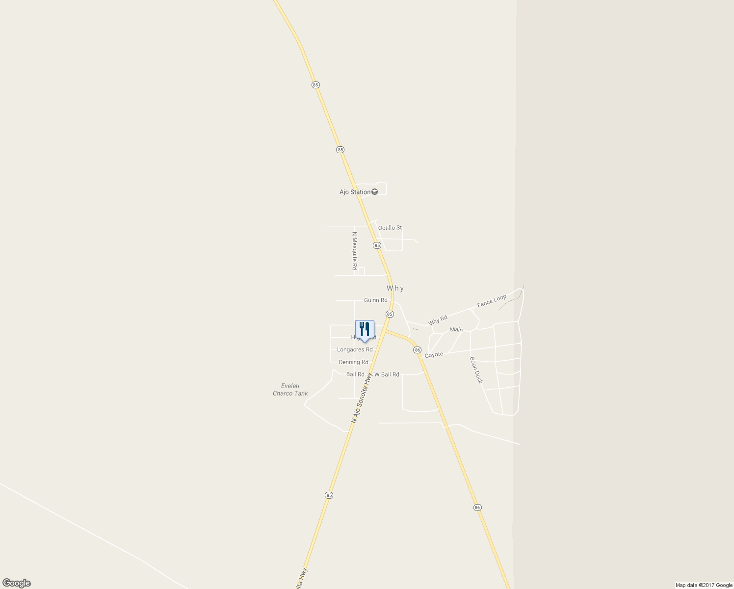 map of restaurants, bars, coffee shops, grocery stores, and more near 101 Guinn Road in Ajo