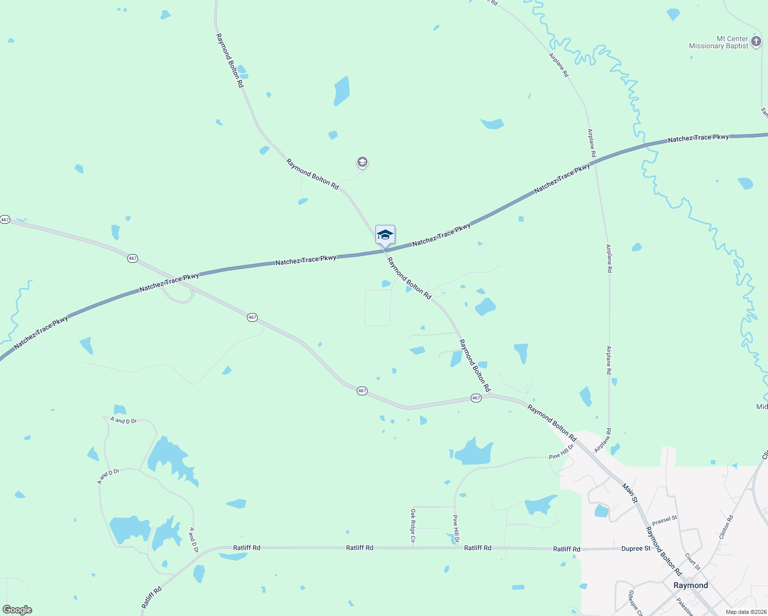 map of restaurants, bars, coffee shops, grocery stores, and more near 205 Trace Circle in Raymond