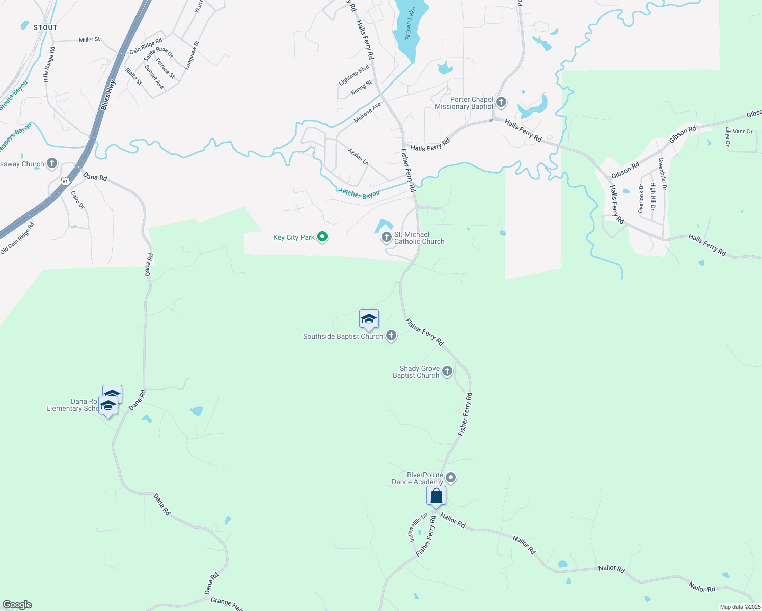 map of restaurants, bars, coffee shops, grocery stores, and more near 116 Olde Trace Dr in Vicksburg