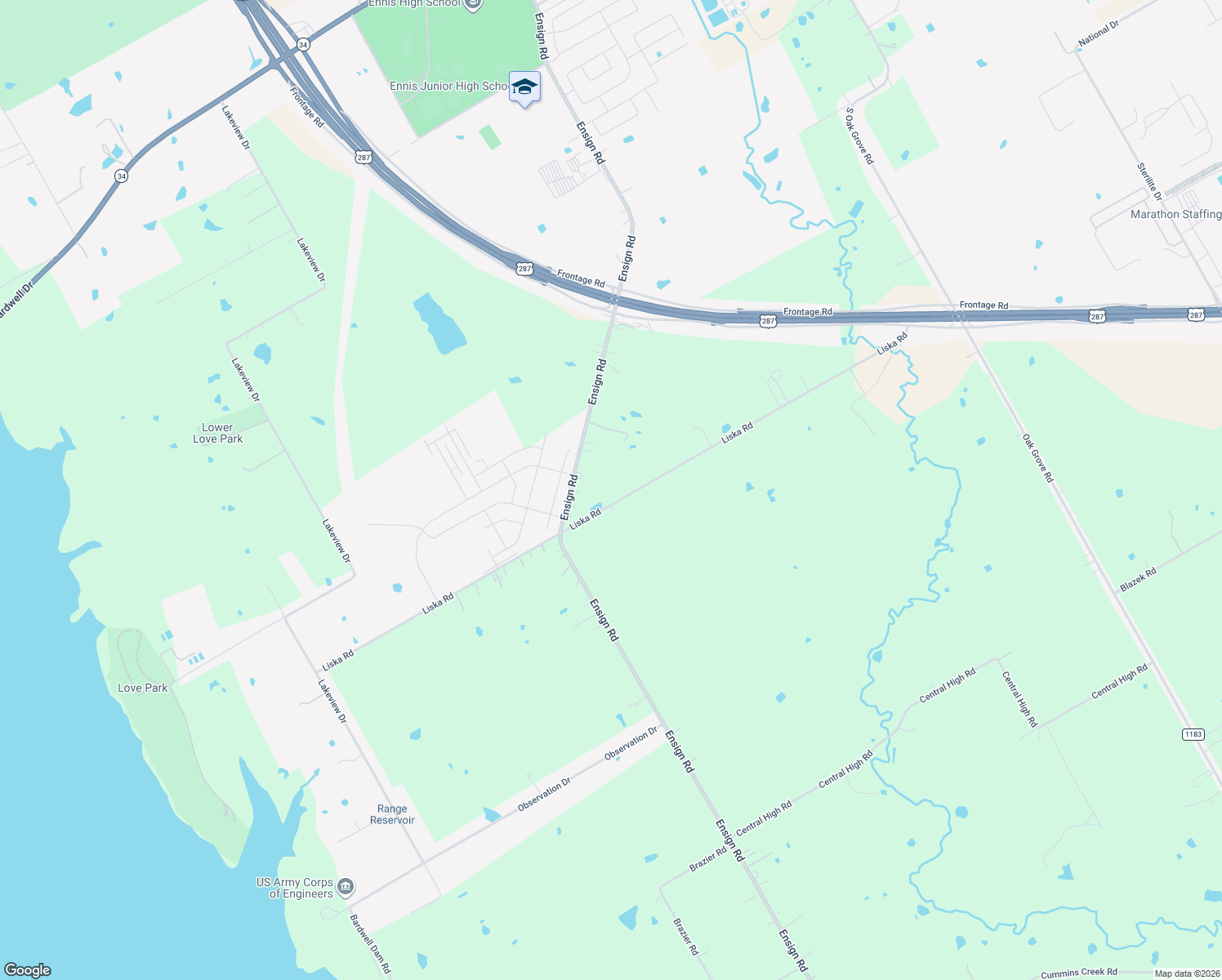 map of restaurants, bars, coffee shops, grocery stores, and more near 646 Liska Road in Ennis