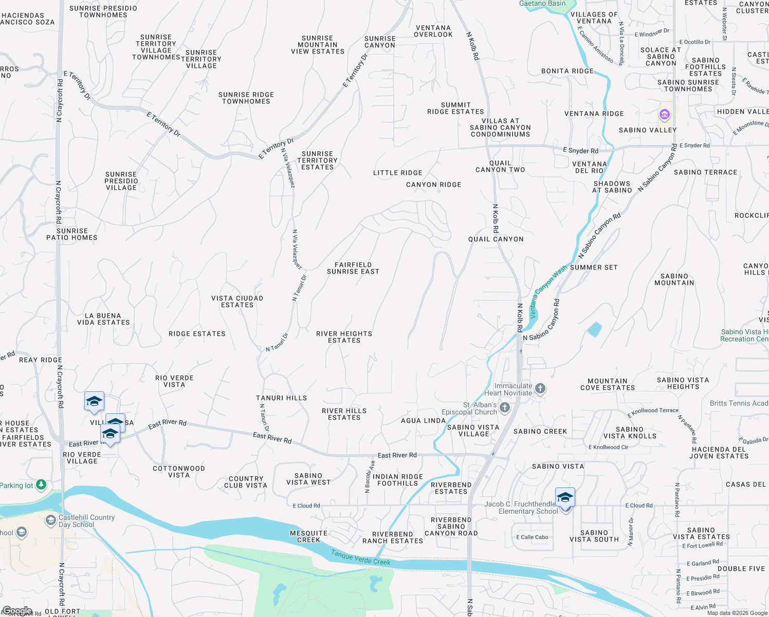 map of restaurants, bars, coffee shops, grocery stores, and more near 4170 Camino Ferreo in Tucson