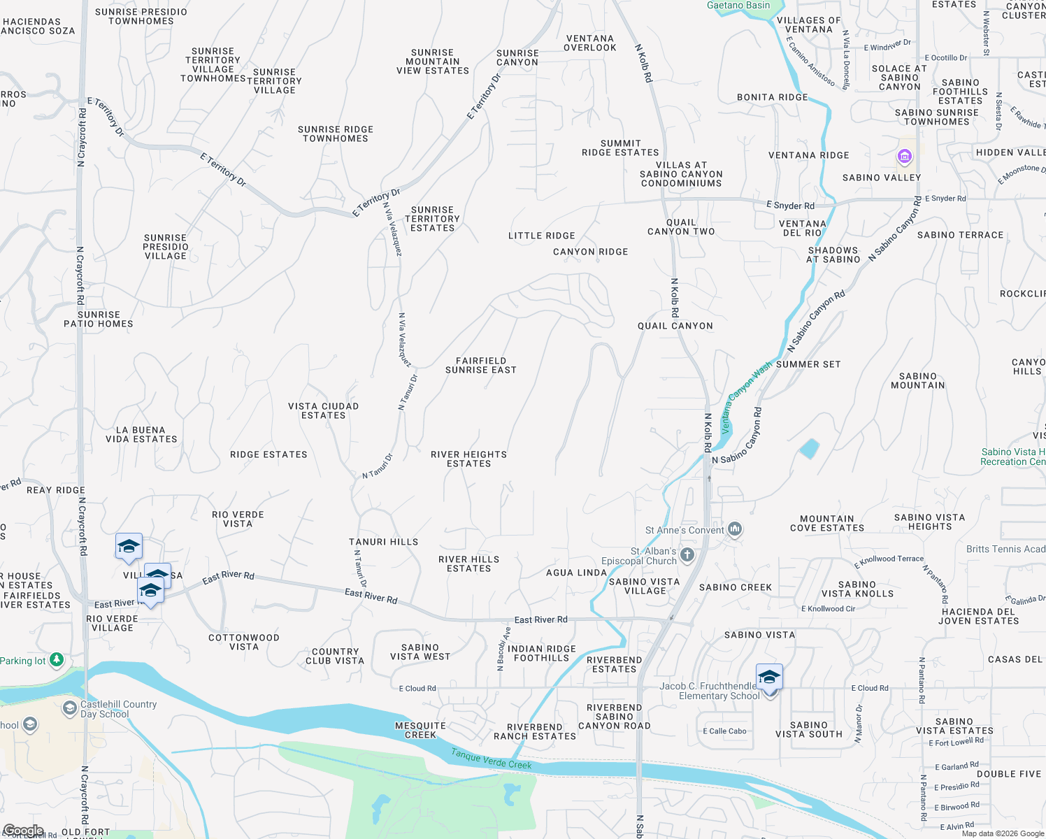 map of restaurants, bars, coffee shops, grocery stores, and more near 4170 Camino Ferreo in Tucson