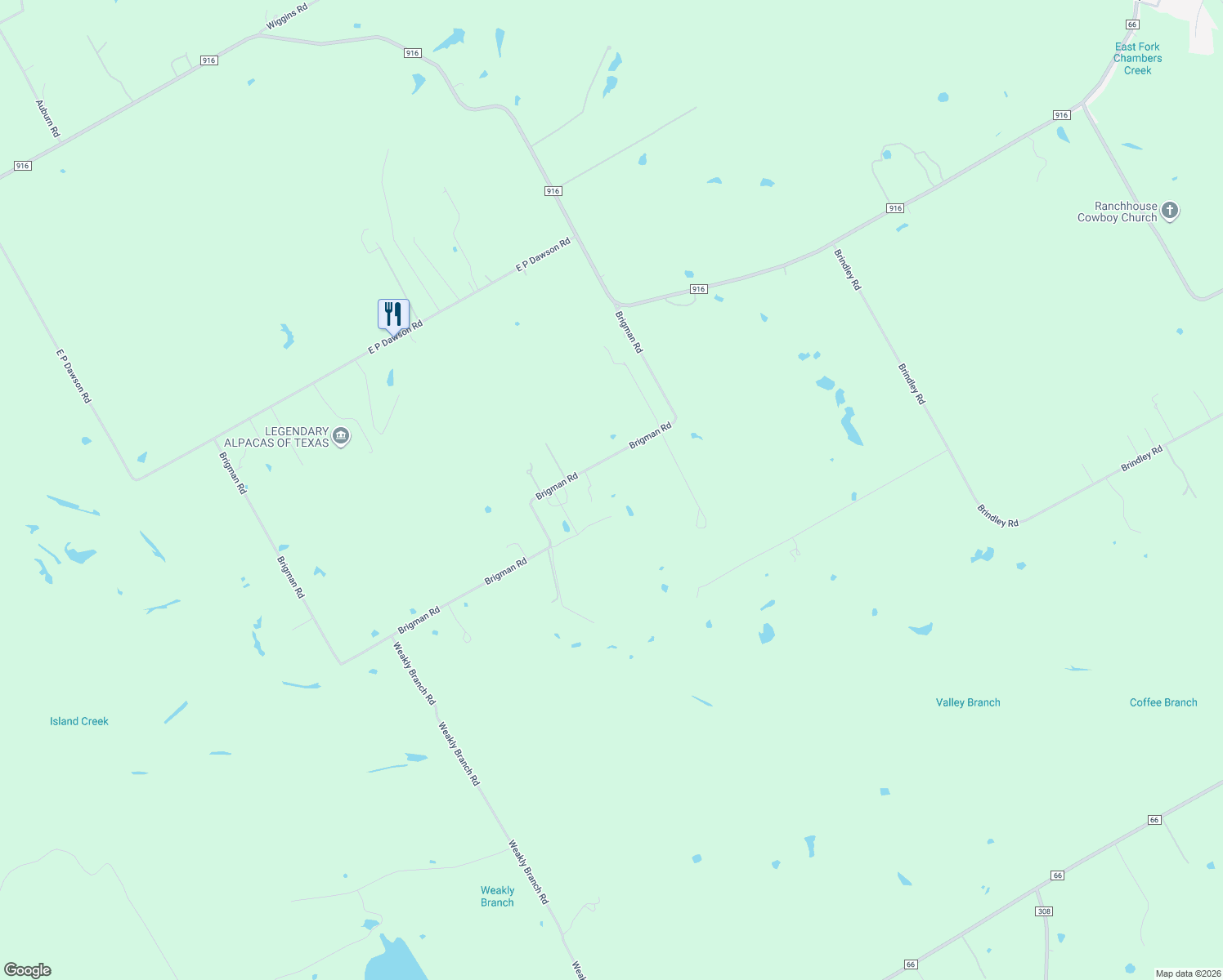 map of restaurants, bars, coffee shops, grocery stores, and more near 443 Brigman Road in Maypearl