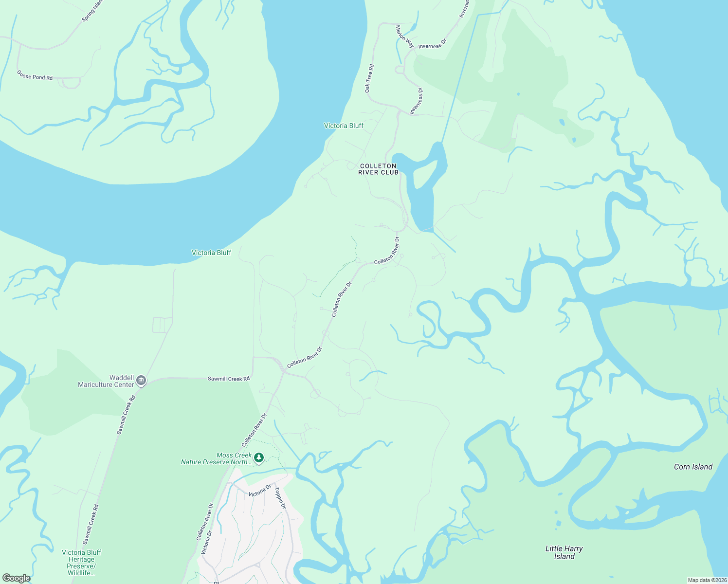 map of restaurants, bars, coffee shops, grocery stores, and more near 23 Hanover Way in Bluffton
