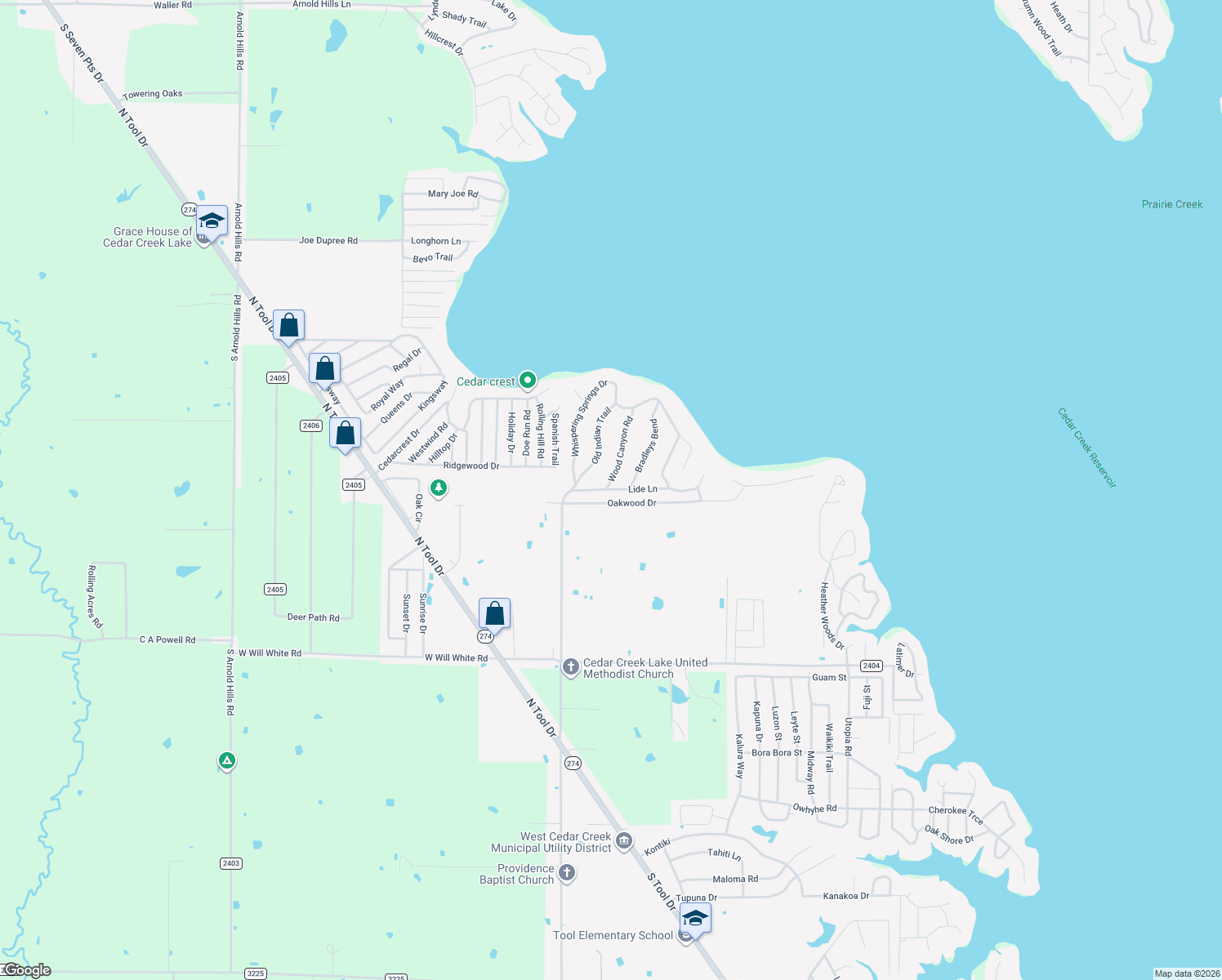 map of restaurants, bars, coffee shops, grocery stores, and more near 212 Lide Lane in Tool