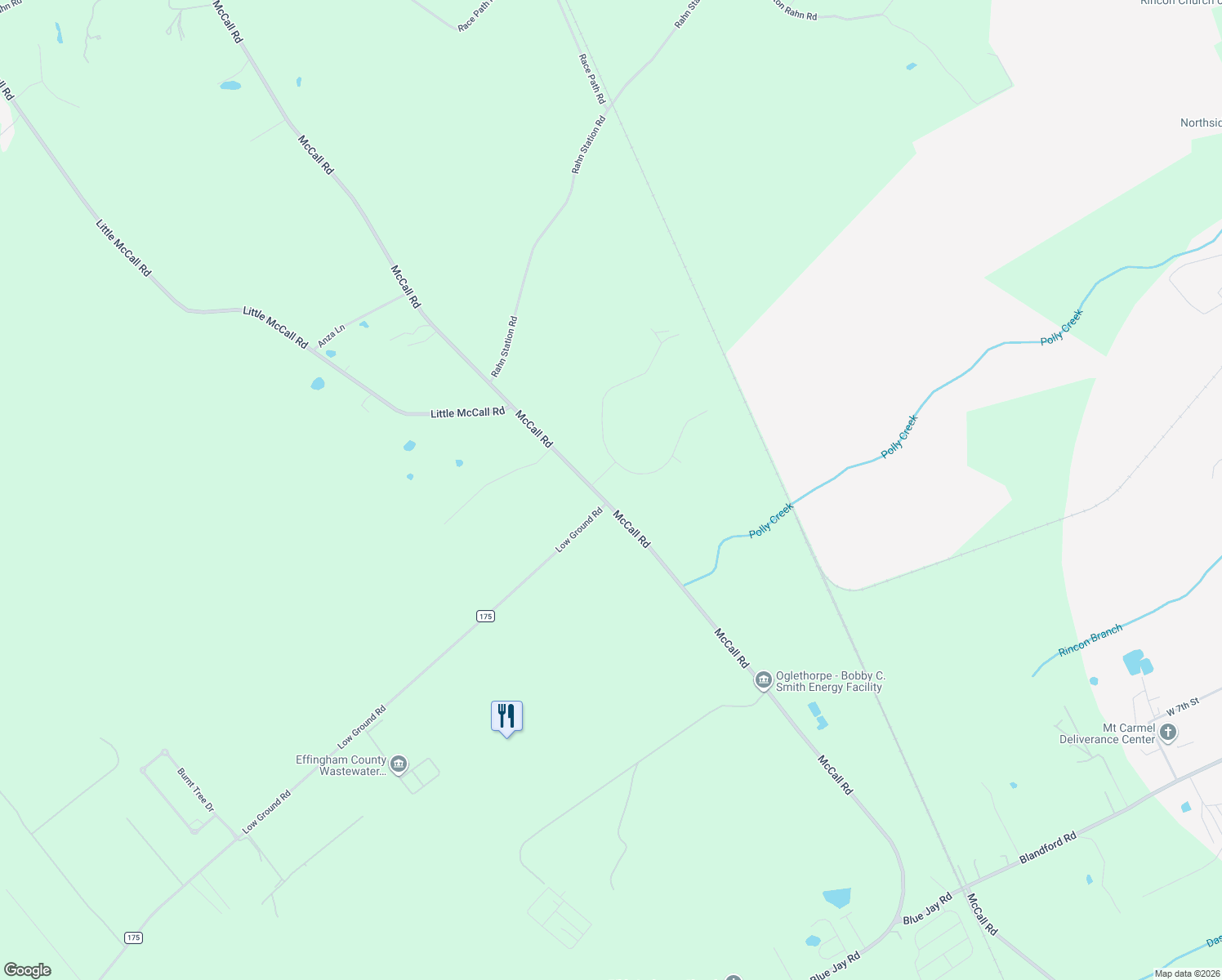 map of restaurants, bars, coffee shops, grocery stores, and more near 2969 McCall Road in Rincon