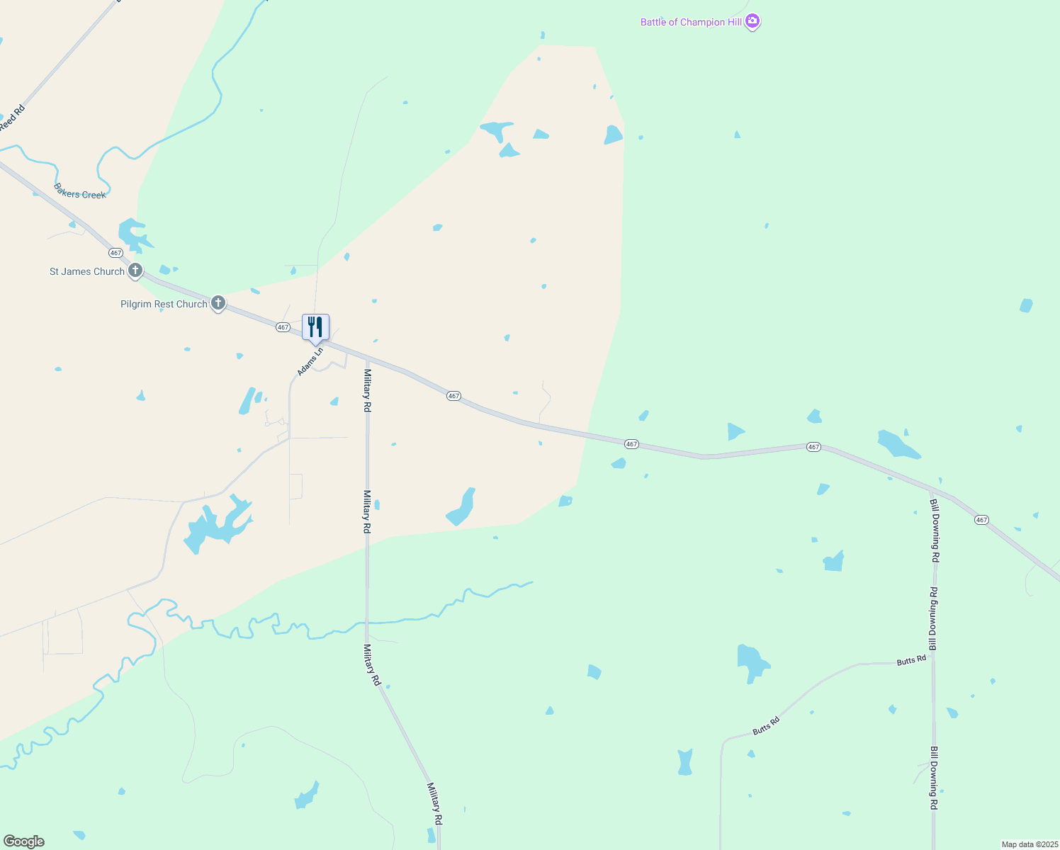 map of restaurants, bars, coffee shops, grocery stores, and more near 4313 Highway 467 in Edwards