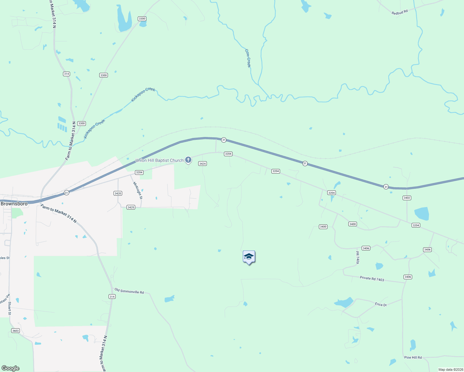 map of restaurants, bars, coffee shops, grocery stores, and more near 16152 Steep Road in Brownsboro