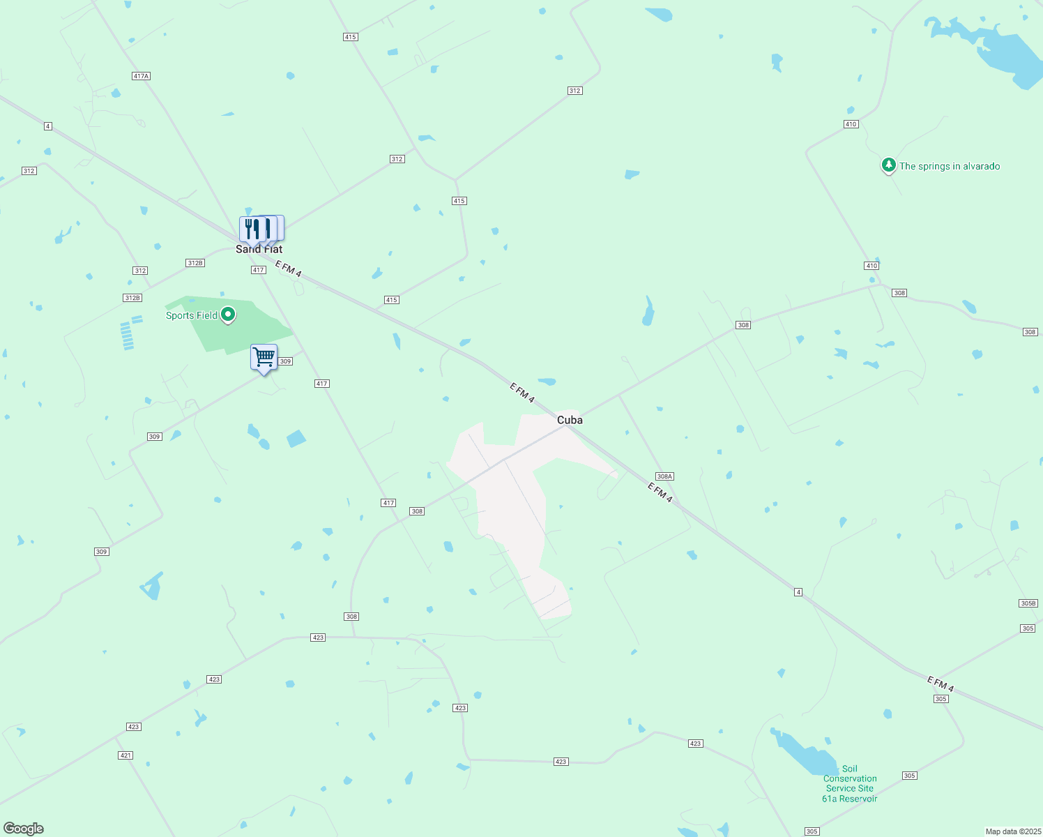 map of restaurants, bars, coffee shops, grocery stores, and more near 4900 Farm to Market 4 in Grandview
