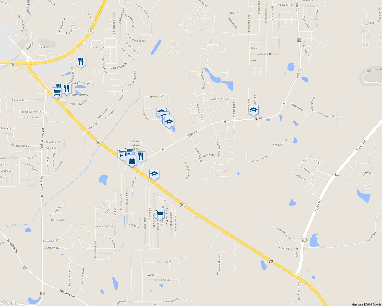 map of restaurants, bars, coffee shops, grocery stores, and more near 6016 Portsmouth Ct in Montgomery