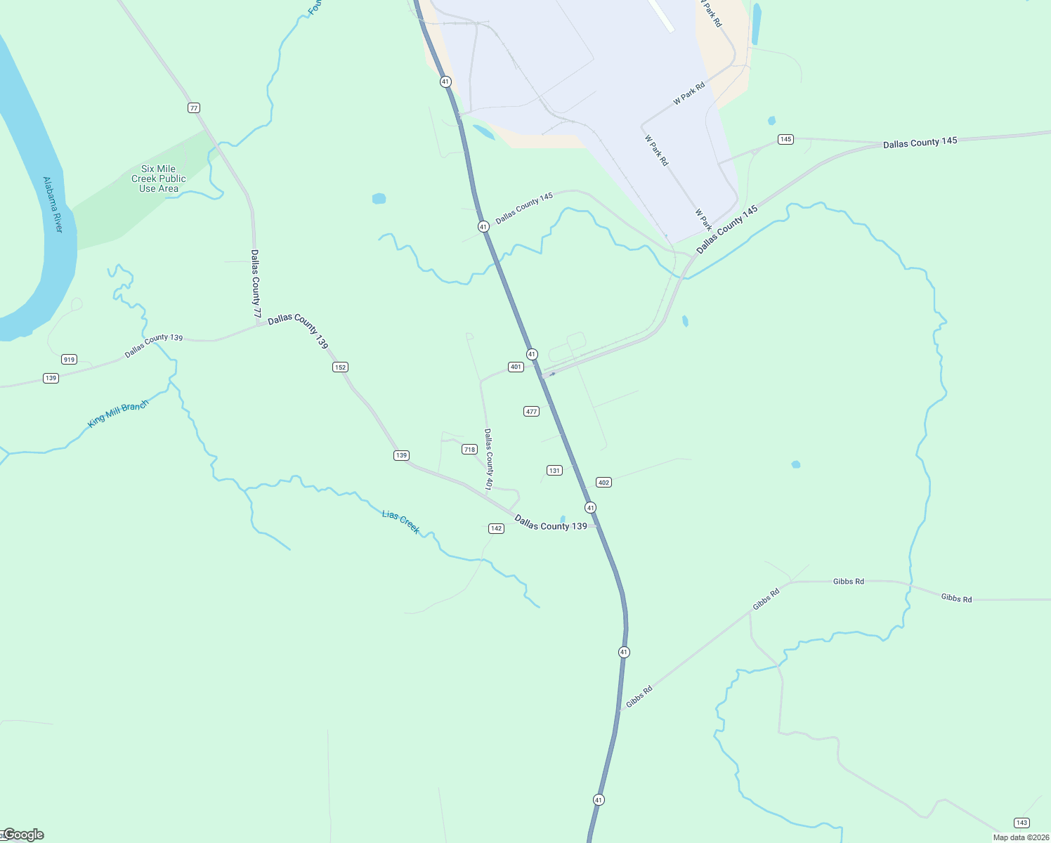 map of restaurants, bars, coffee shops, grocery stores, and more near 101 County Road 477 in Selma