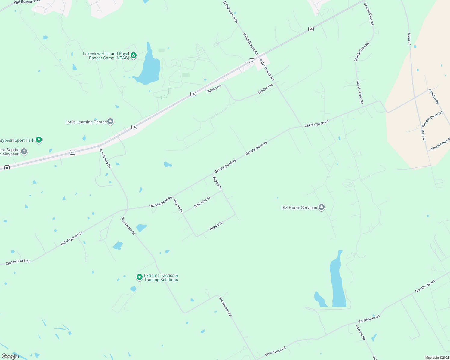 map of restaurants, bars, coffee shops, grocery stores, and more near 103 Vinyard Drive in Waxahachie