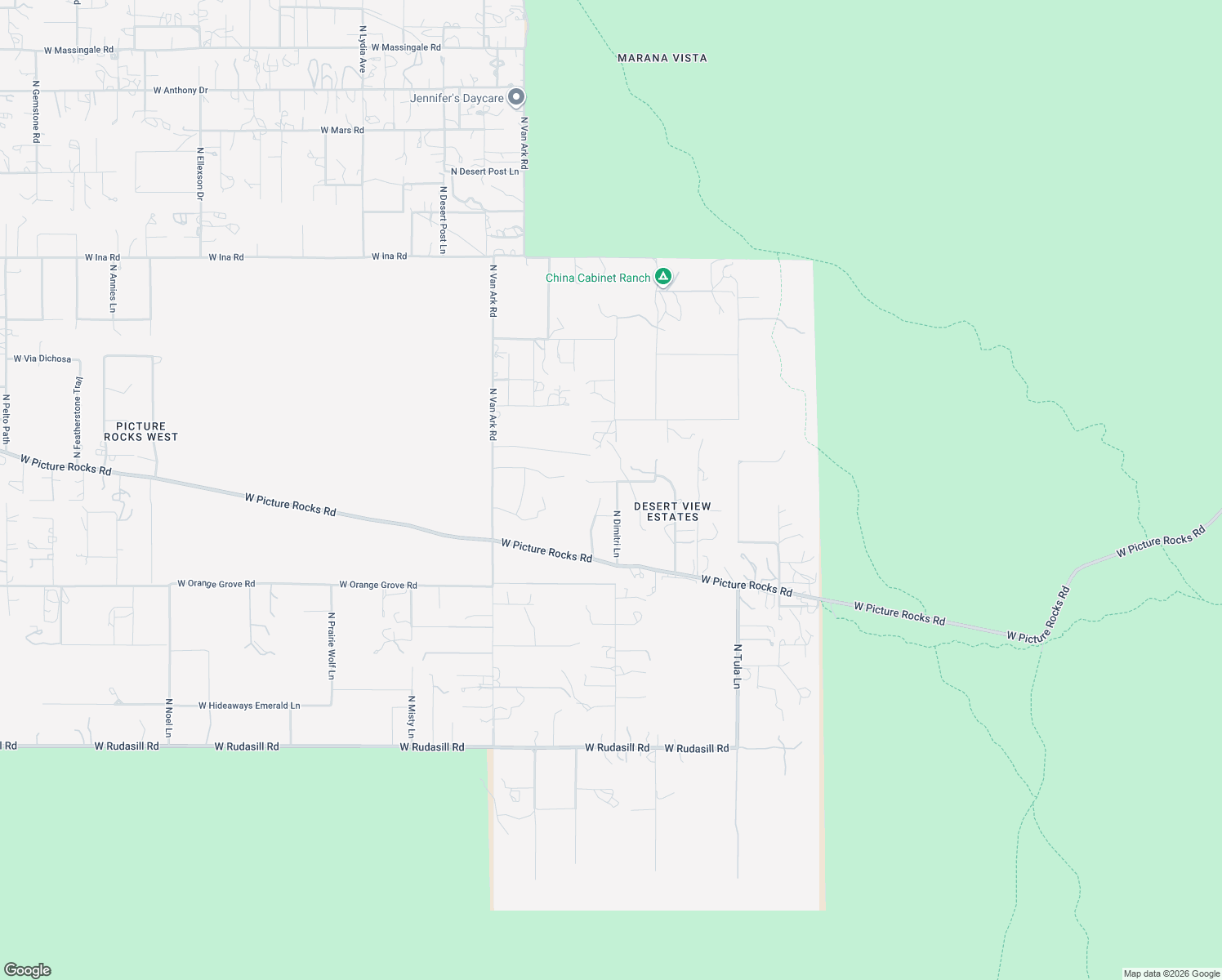 map of restaurants, bars, coffee shops, grocery stores, and more near 9930 West Picture Rocks Road in Tucson