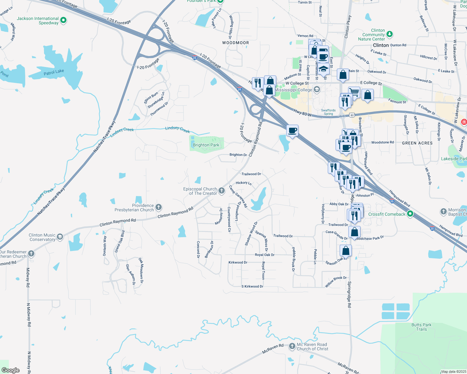 map of restaurants, bars, coffee shops, grocery stores, and more near 102 Camp Garaywa Road in Clinton