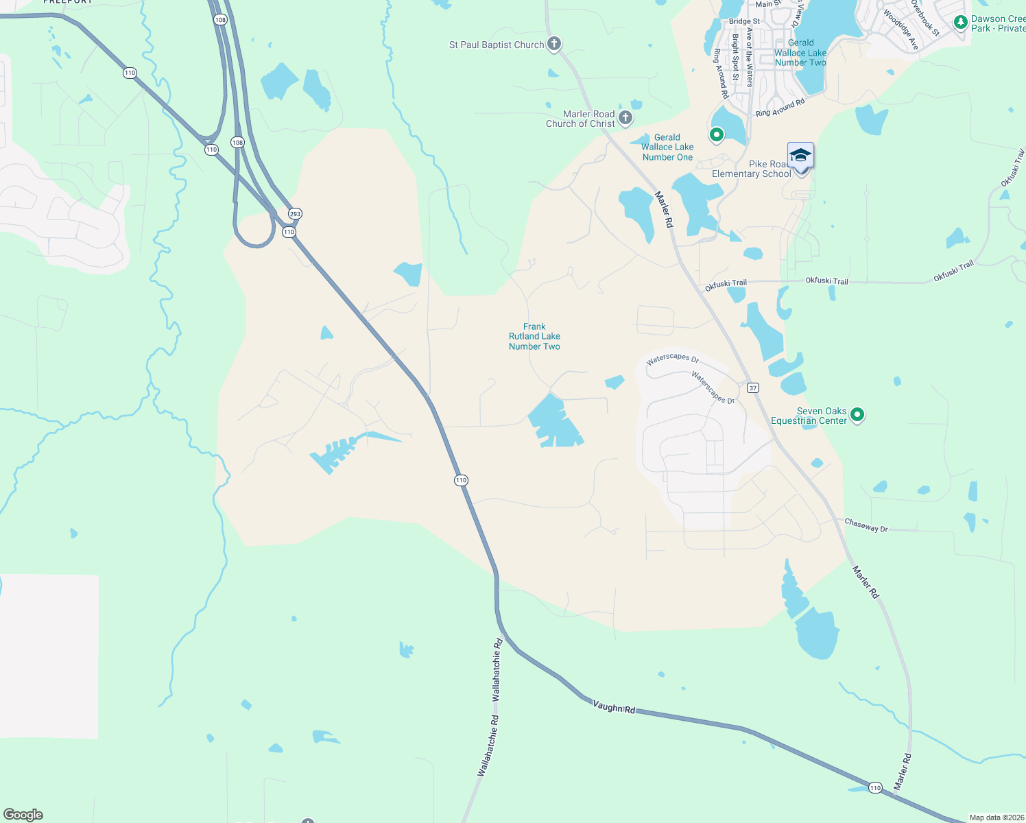 map of restaurants, bars, coffee shops, grocery stores, and more near 1992 Milly Branch Road in Pike Road