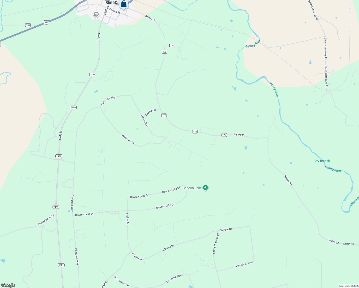 map of restaurants, bars, coffee shops, grocery stores, and more near 1650 Lakeside Drive in Bluff Dale