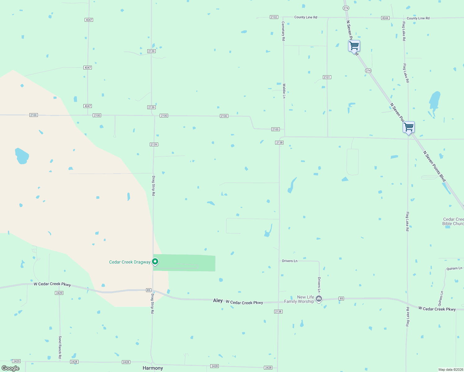 map of restaurants, bars, coffee shops, grocery stores, and more near 28059 Kingswood Road in Kemp