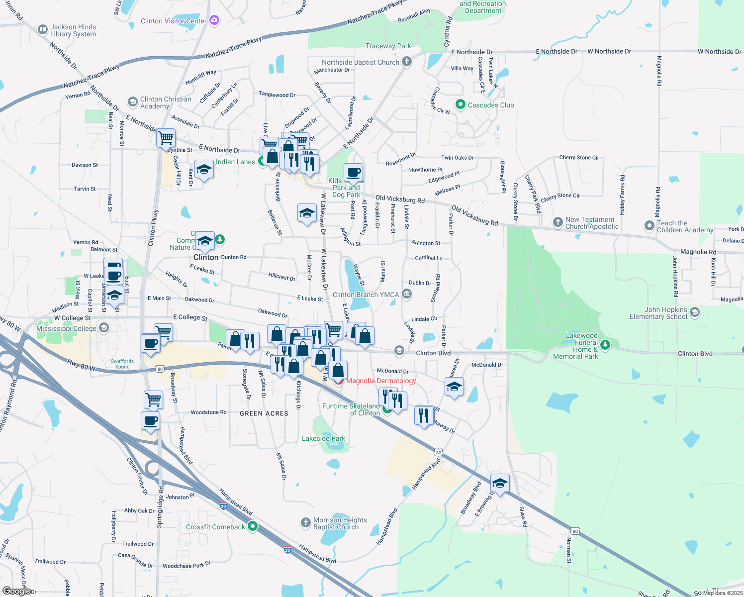 map of restaurants, bars, coffee shops, grocery stores, and more near 403 Wayne Street in Clinton