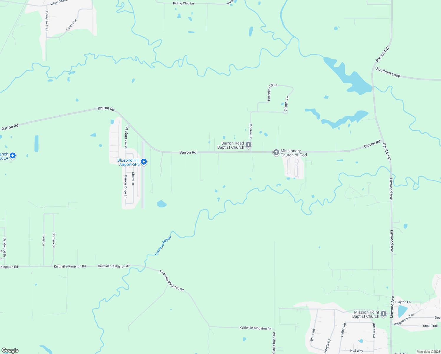 map of restaurants, bars, coffee shops, grocery stores, and more near 1243 Barron Road in Keithville
