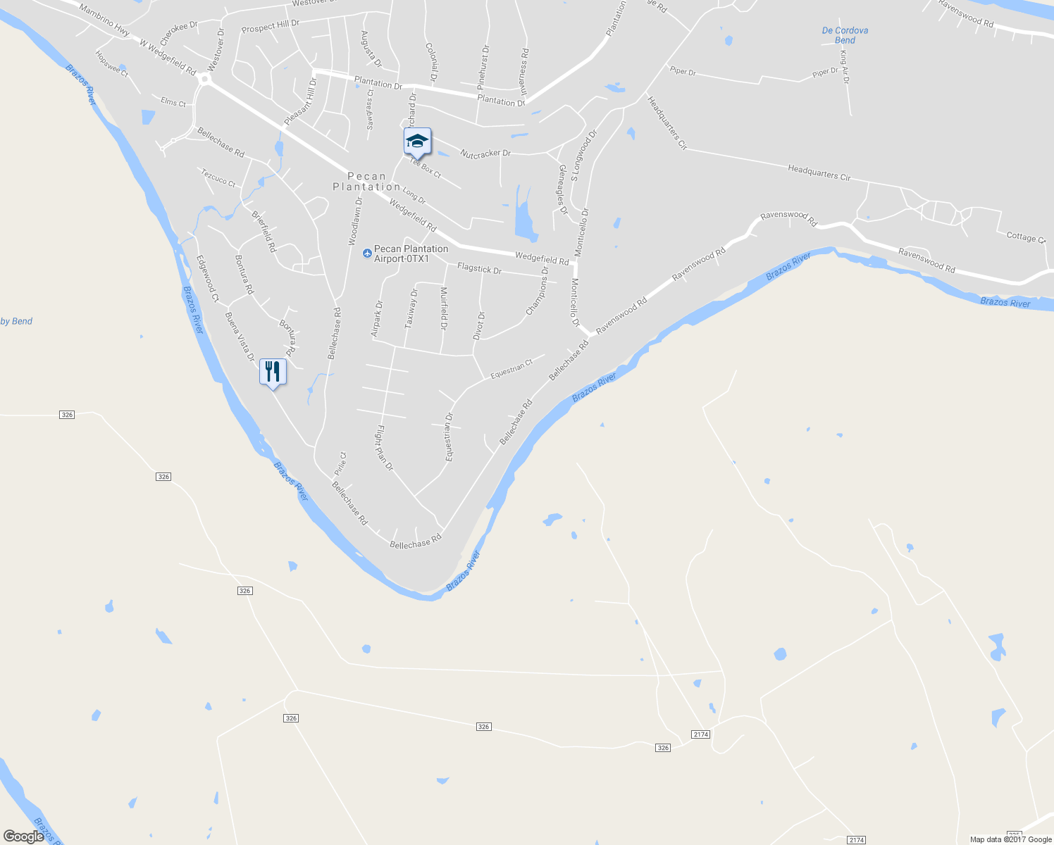 map of restaurants, bars, coffee shops, grocery stores, and more near 9700 Bellechase Road in Granbury