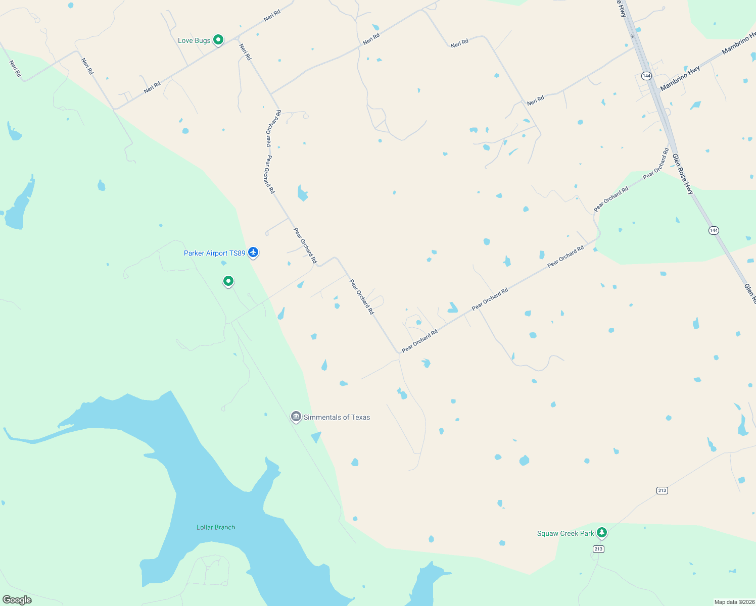 map of restaurants, bars, coffee shops, grocery stores, and more near 2772 Pear Orchard Road in Granbury