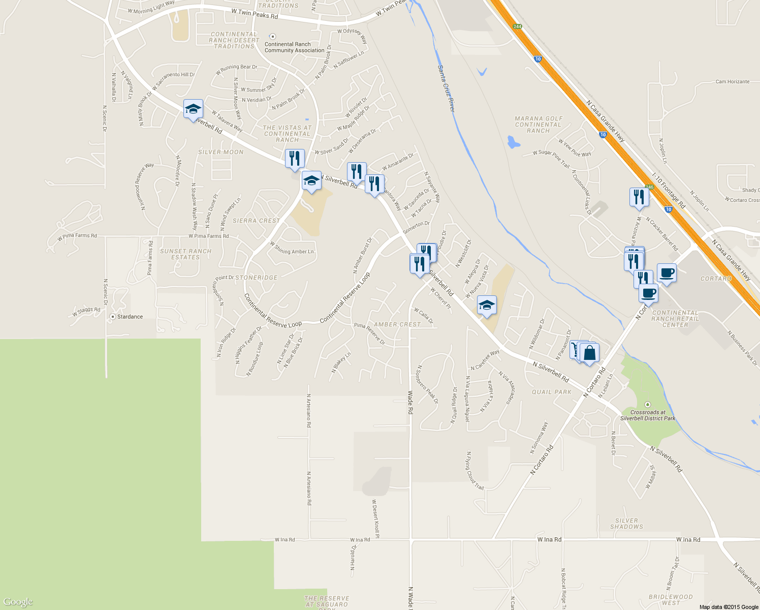 map of restaurants, bars, coffee shops, grocery stores, and more near 7111 W Lost Bird Dr in Tucson