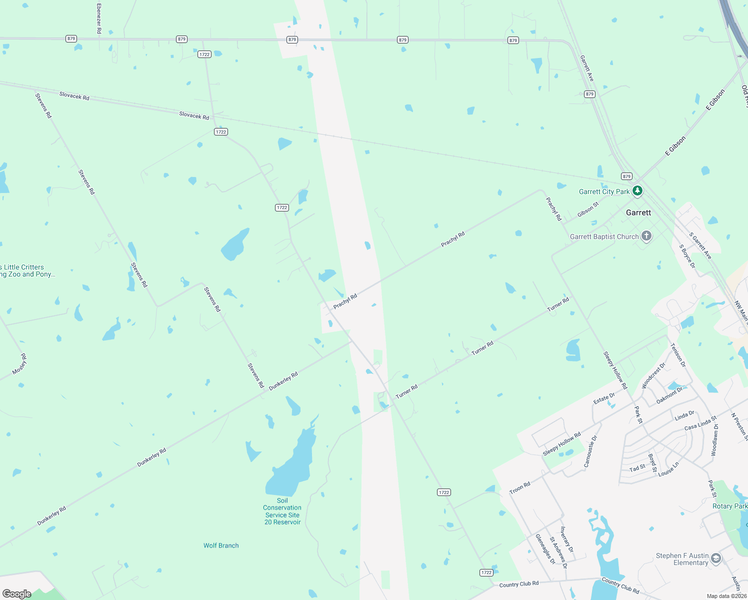 map of restaurants, bars, coffee shops, grocery stores, and more near 3101 Prachyl Road in Ennis