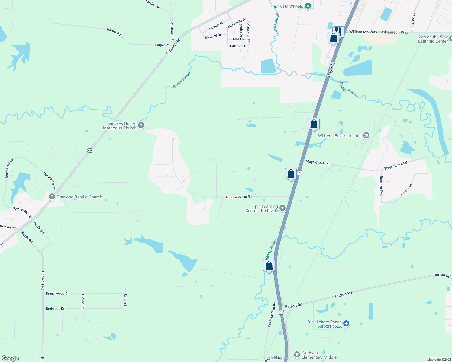 map of restaurants, bars, coffee shops, grocery stores, and more near 10810 Kina Cir in Keithville
