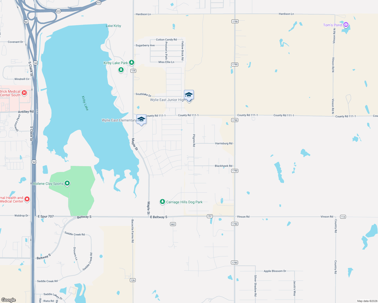 map of restaurants, bars, coffee shops, grocery stores, and more near 246 Pilgrim Road in Abilene