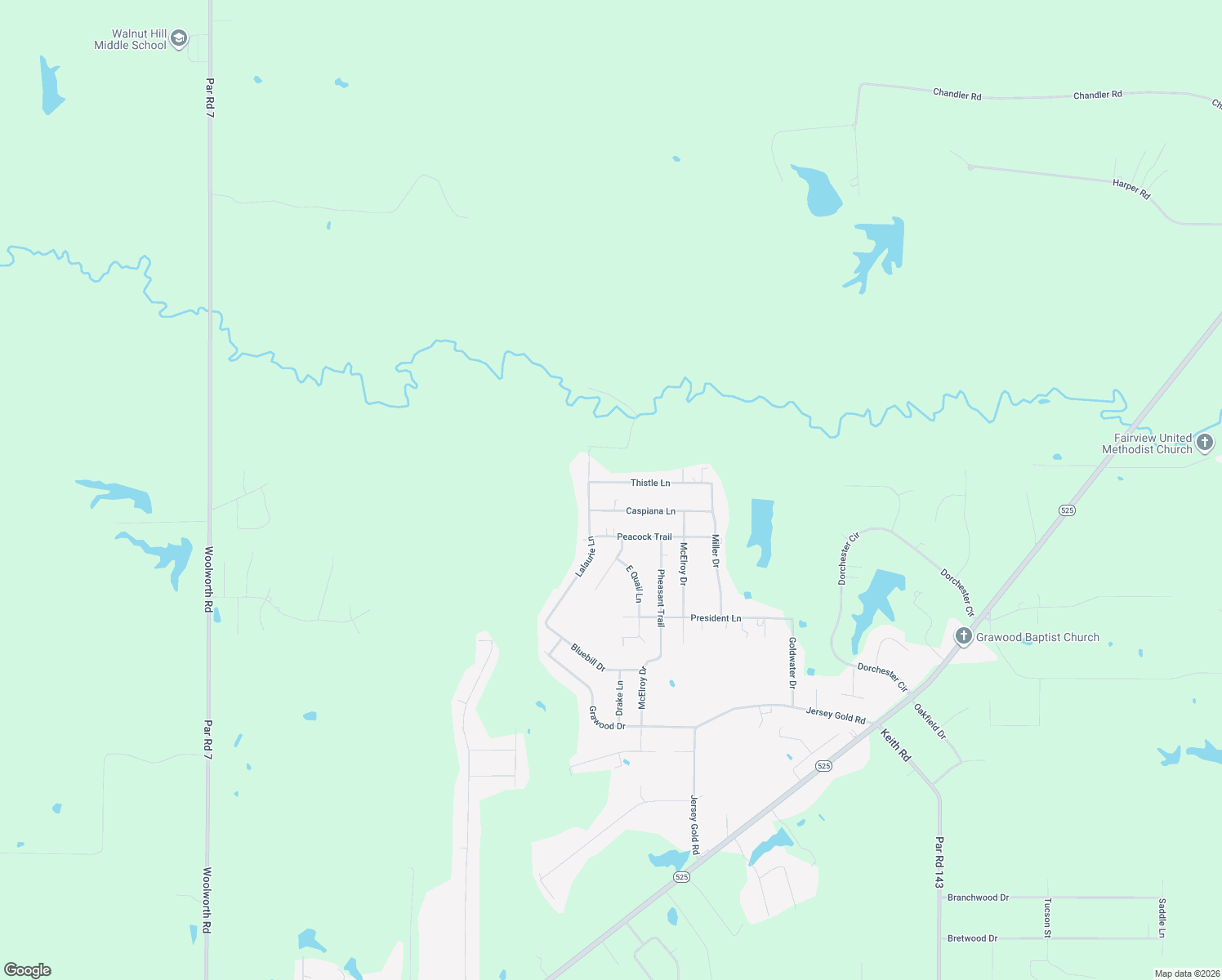 map of restaurants, bars, coffee shops, grocery stores, and more near 6443 Thistle Ln in Keithville
