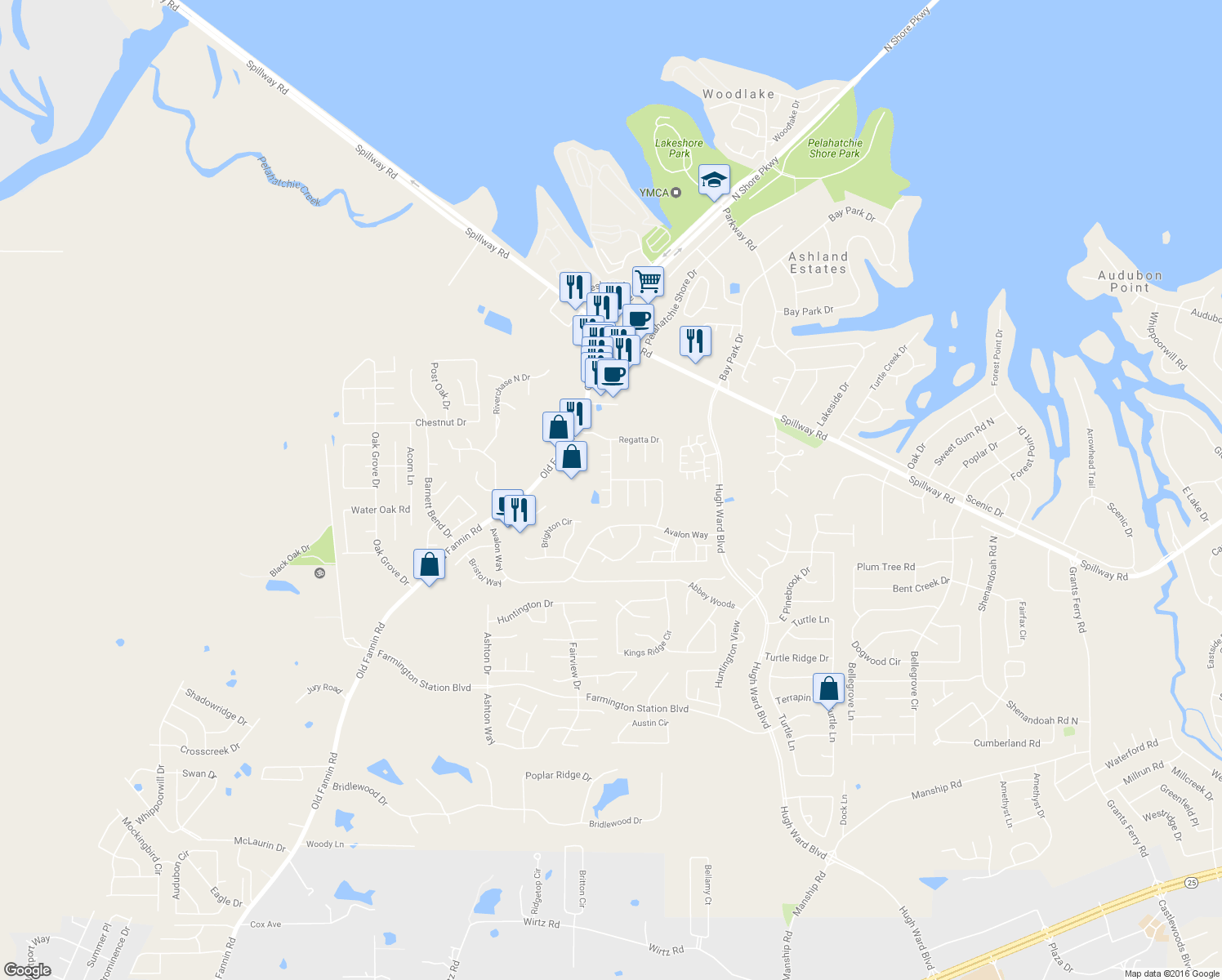 map of restaurants, bars, coffee shops, grocery stores, and more near 702 Windward Court in Brandon
