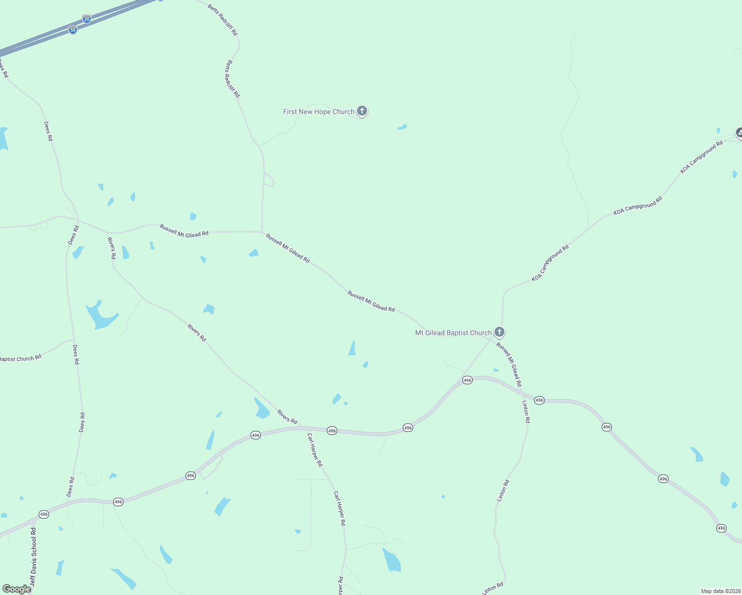 map of restaurants, bars, coffee shops, grocery stores, and more near 3235 Russell Mount Gilead Road in Meridian