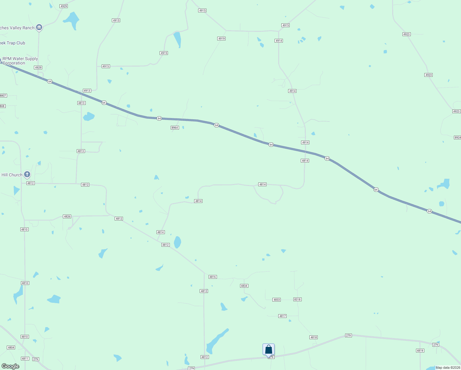 map of restaurants, bars, coffee shops, grocery stores, and more near County Road 4814 in Ben Wheeler