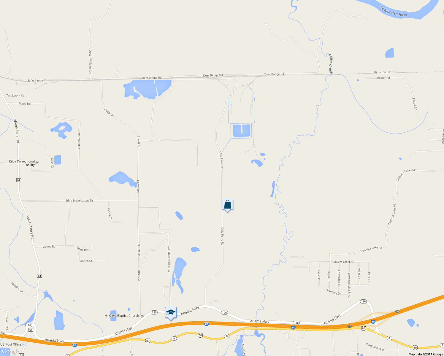 map of restaurants, bars, coffee shops, grocery stores, and more near Ohio Ferro Road in Montgomery