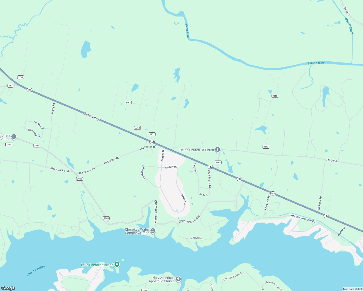 map of restaurants, bars, coffee shops, grocery stores, and more near 2858 Fm 2906 in Longview