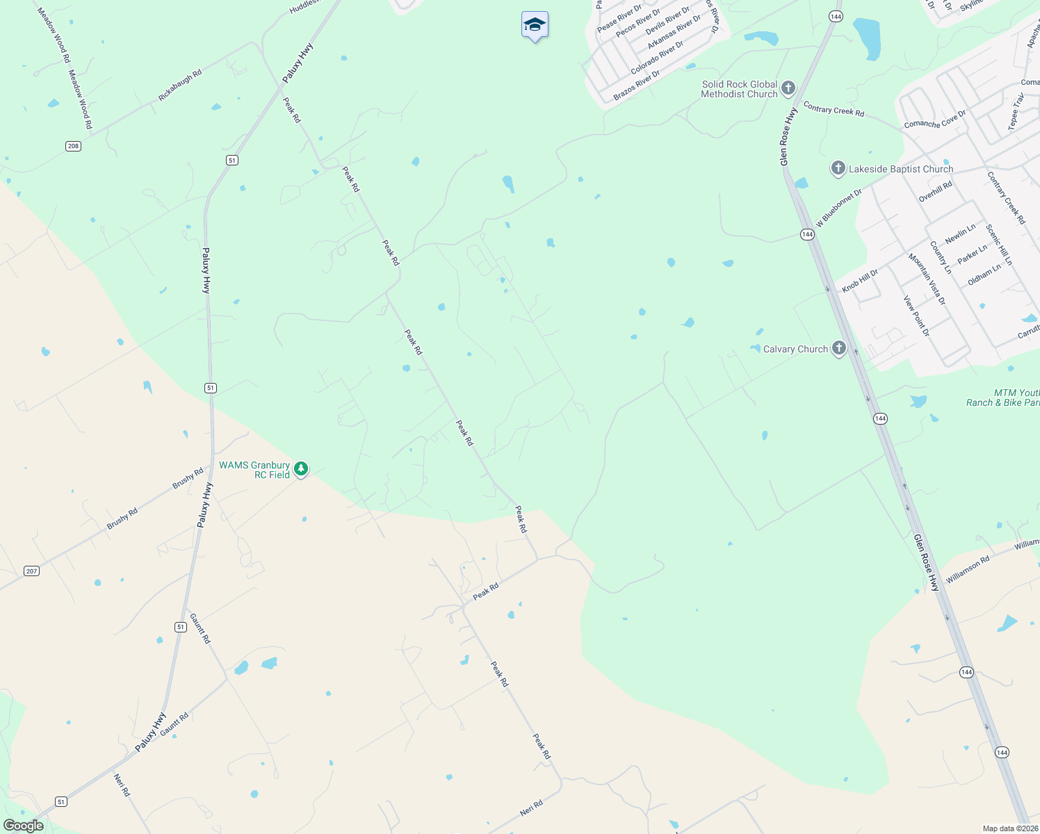 map of restaurants, bars, coffee shops, grocery stores, and more near 2001 Sterling Road in Granbury