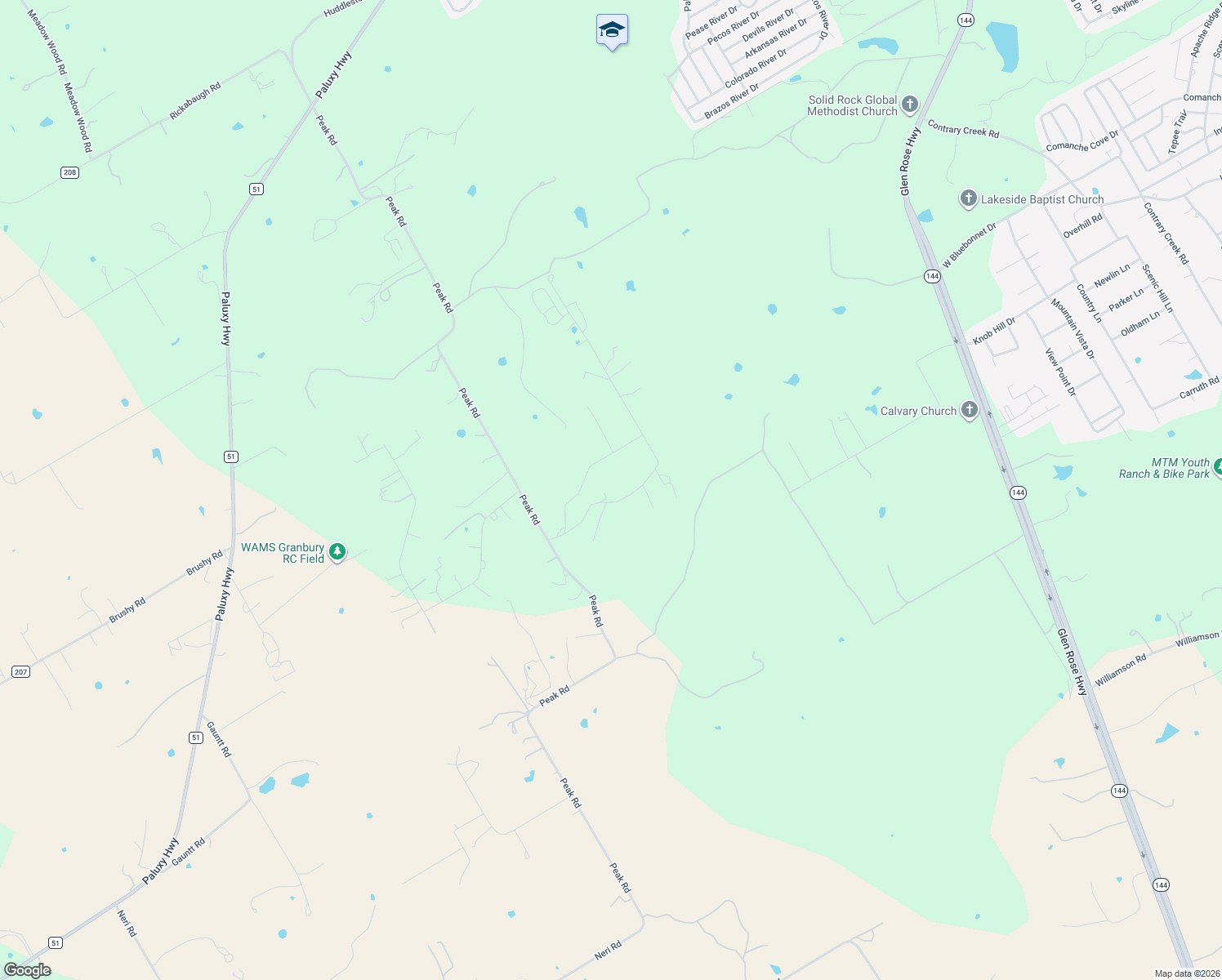 map of restaurants, bars, coffee shops, grocery stores, and more near 2001 Sterling Road in Granbury
