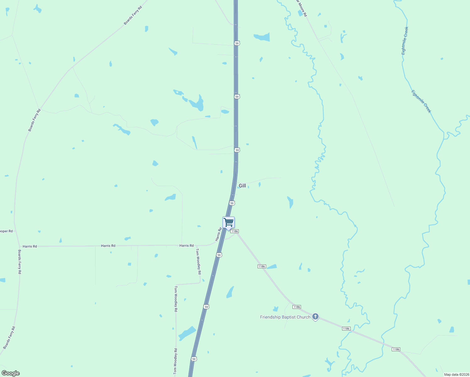 map of restaurants, bars, coffee shops, grocery stores, and more near U.S. 59 in Marshall