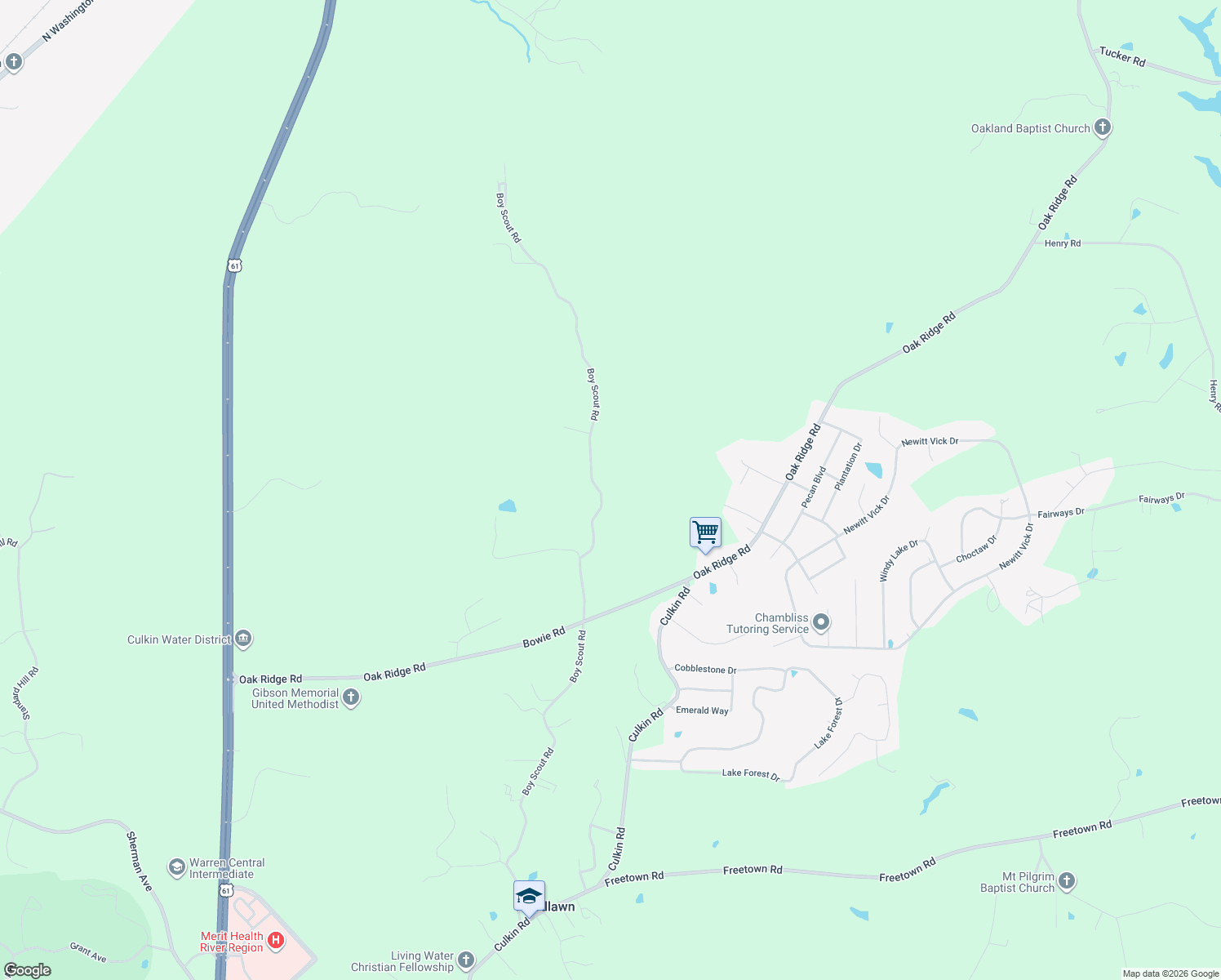 map of restaurants, bars, coffee shops, grocery stores, and more near 1476 Boy Scout Road in Vicksburg