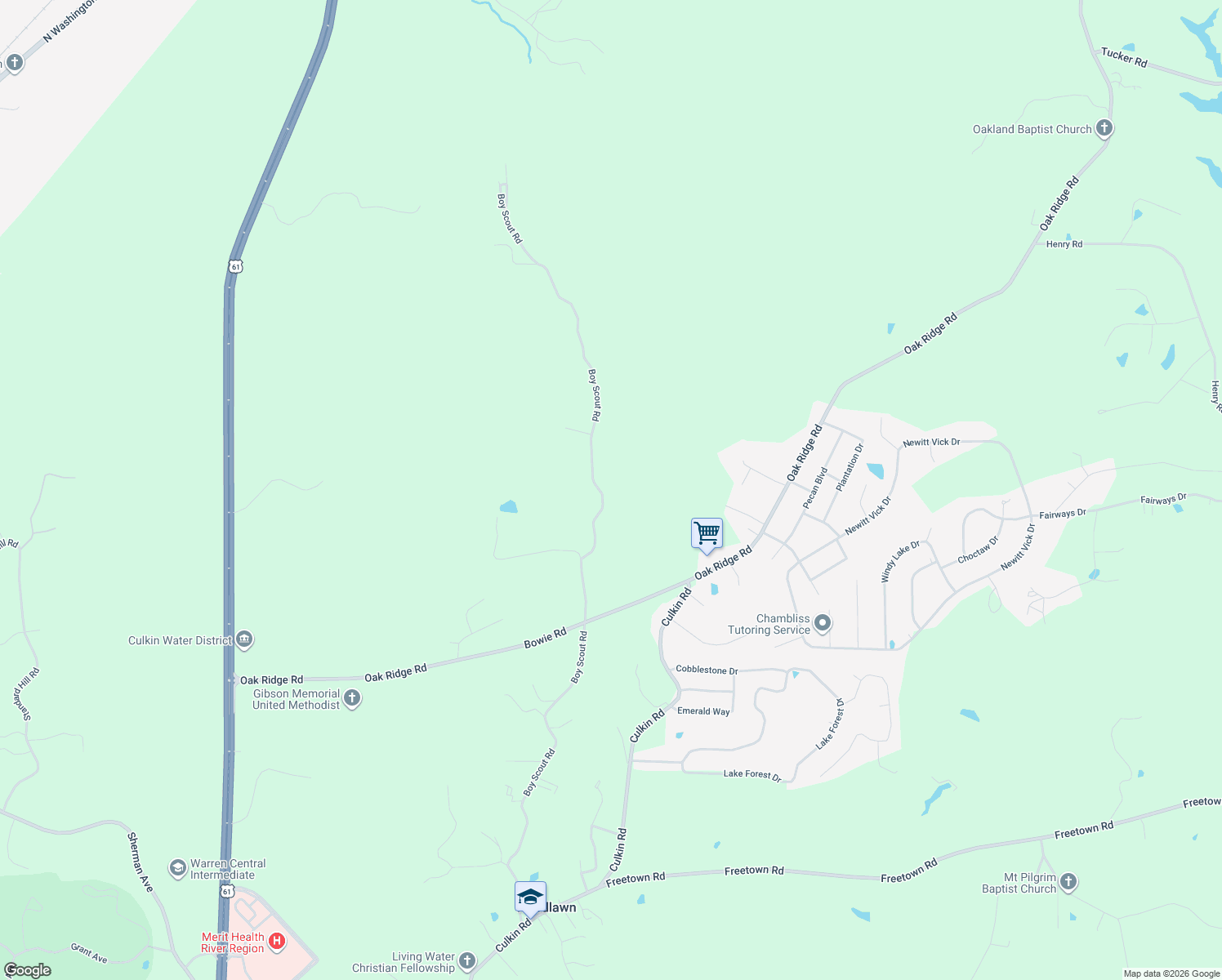 map of restaurants, bars, coffee shops, grocery stores, and more near 1476 Boy Scout Road in Vicksburg