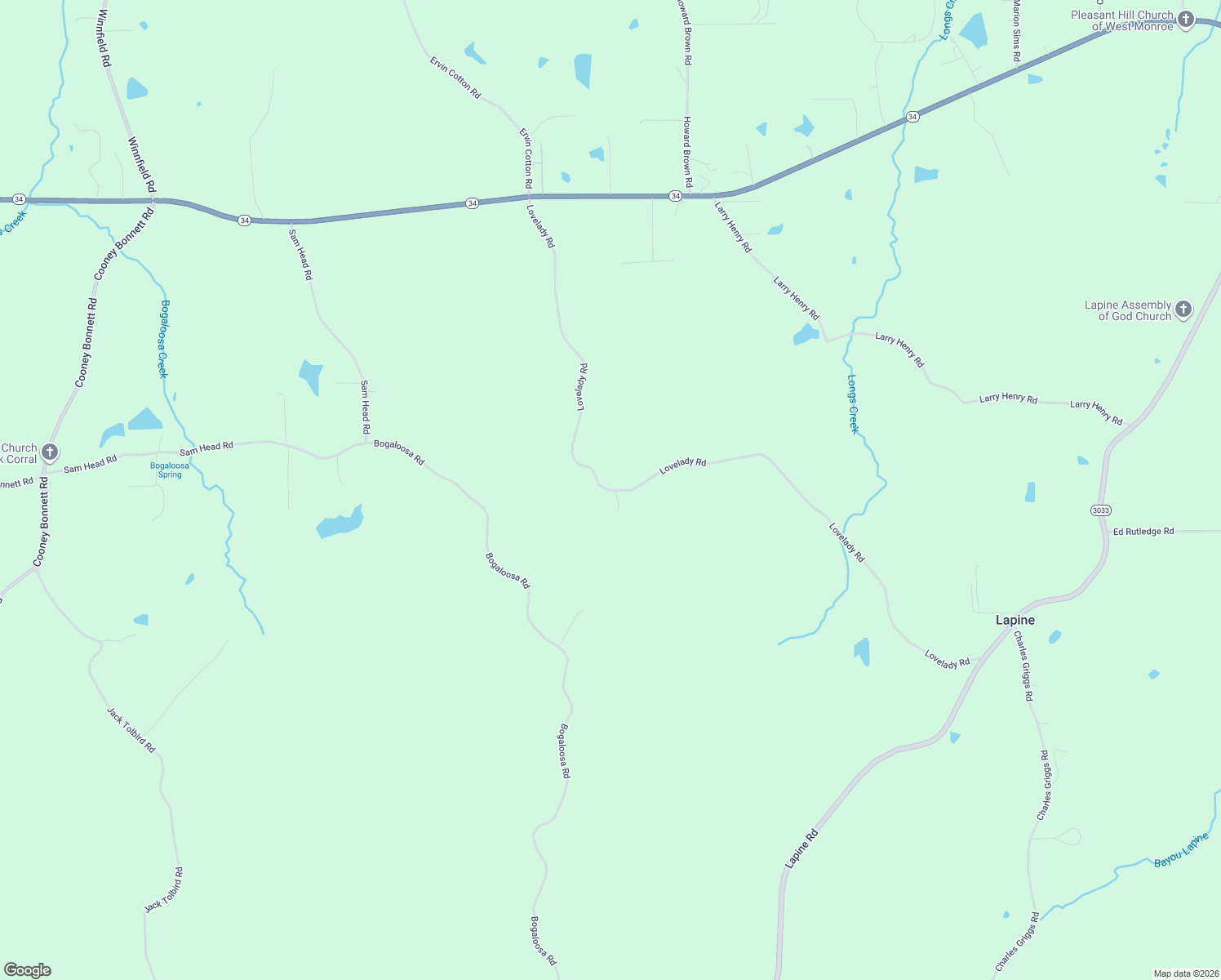 map of restaurants, bars, coffee shops, grocery stores, and more near 625 Lovelady Rd in West Monroe