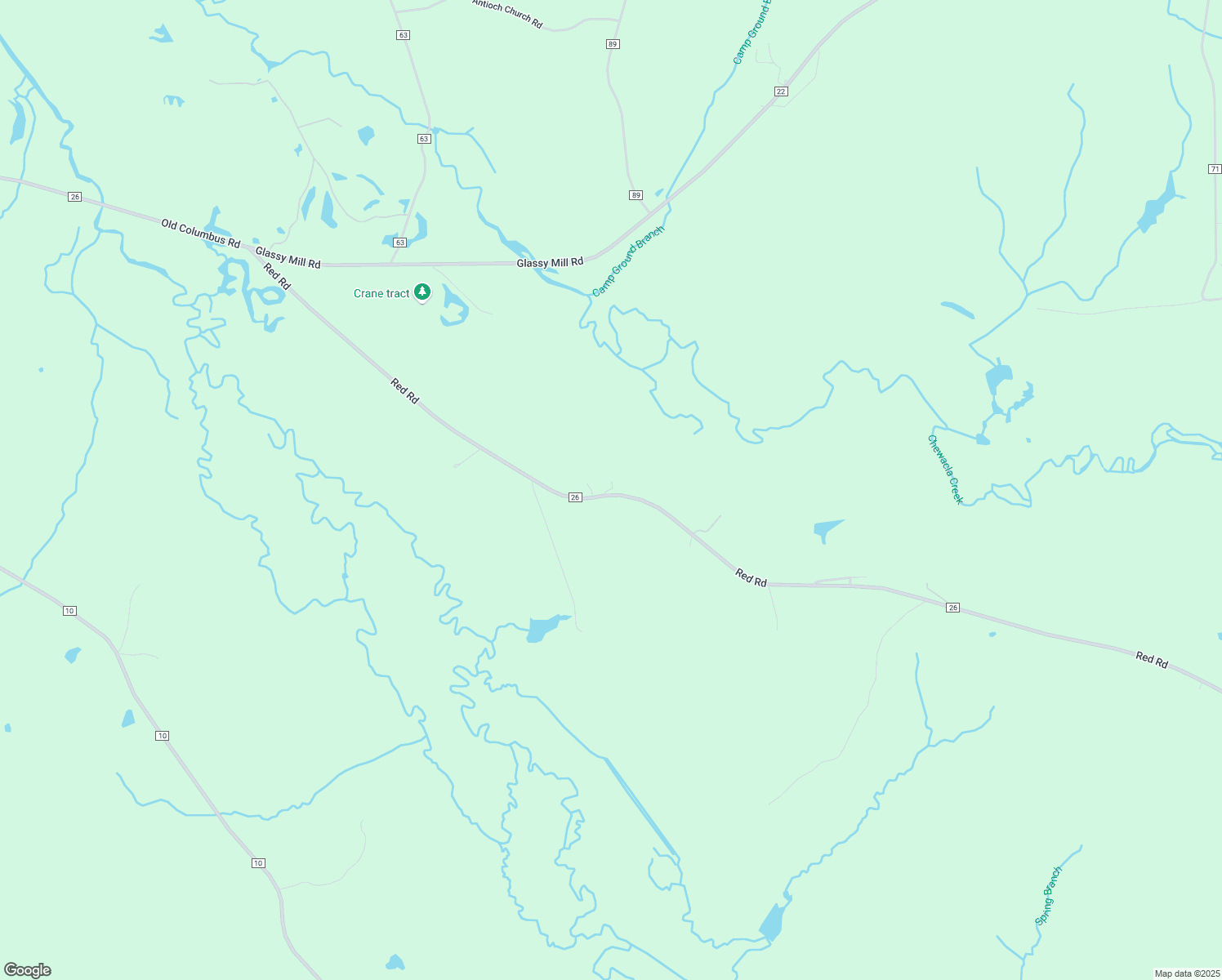 map of restaurants, bars, coffee shops, grocery stores, and more near Red Road in Tuskegee