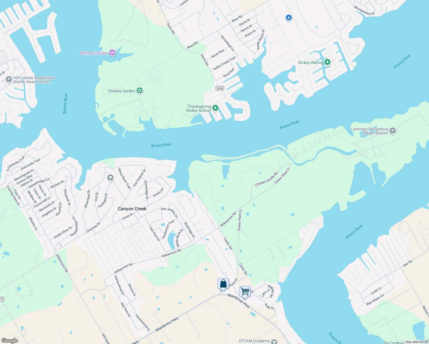 map of restaurants, bars, coffee shops, grocery stores, and more near in Pecan Plantation