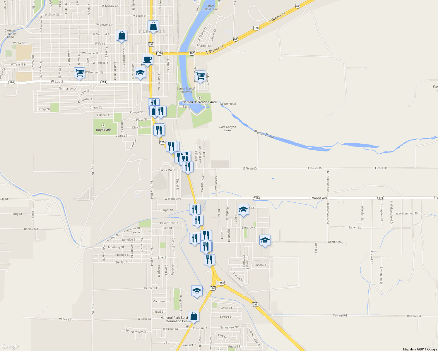 map of restaurants, bars, coffee shops, grocery stores, and more near 1804 Caesar Rd in Carlsbad