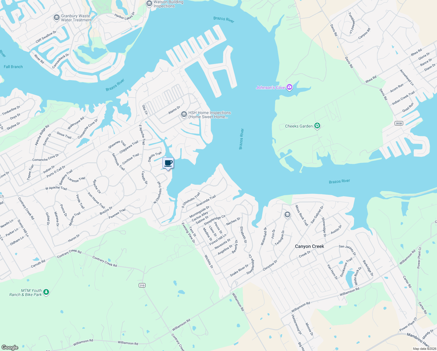 map of restaurants, bars, coffee shops, grocery stores, and more near 4301 Anaconda Ct in Granbury