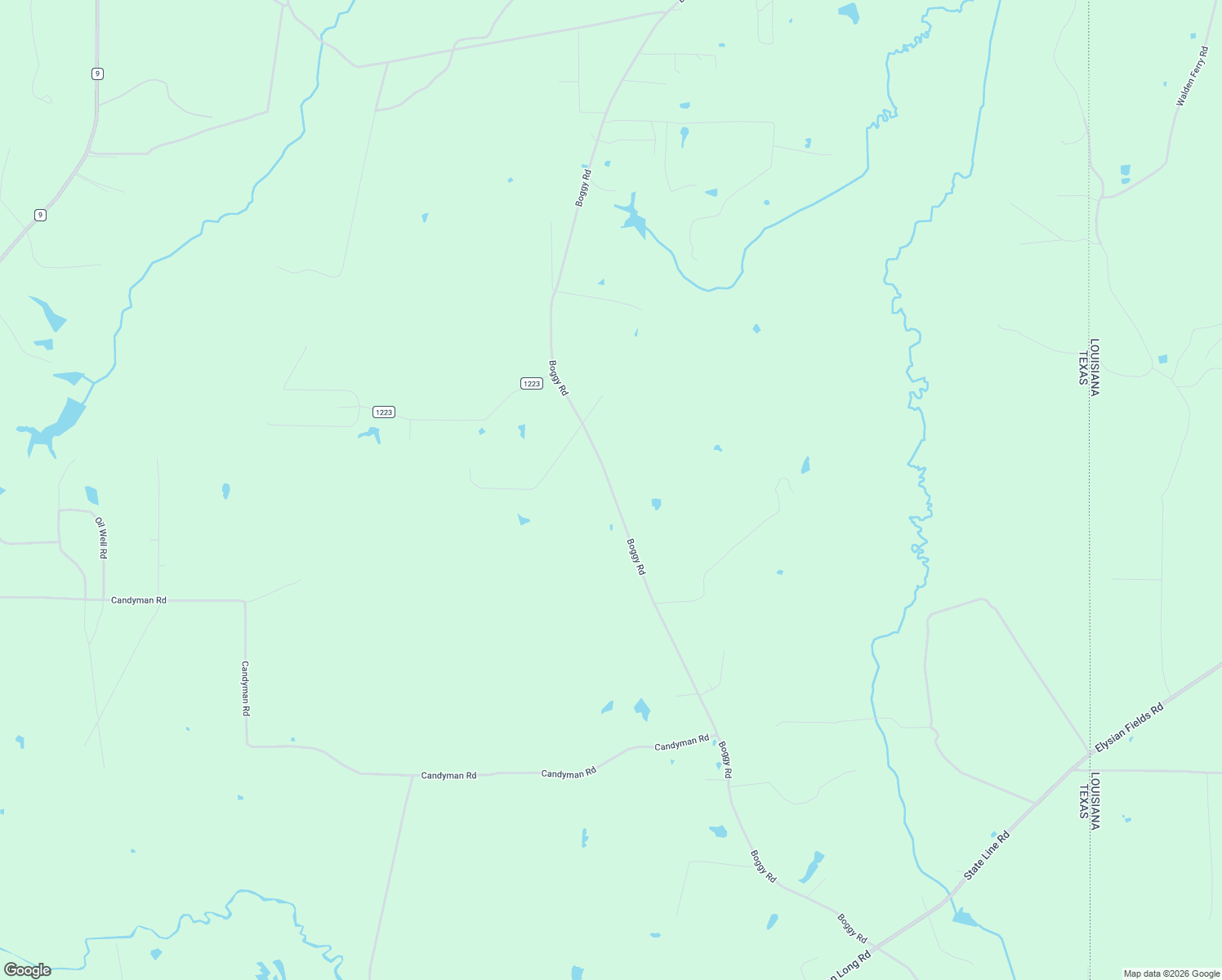 map of restaurants, bars, coffee shops, grocery stores, and more near Boggy Rd in Waskom